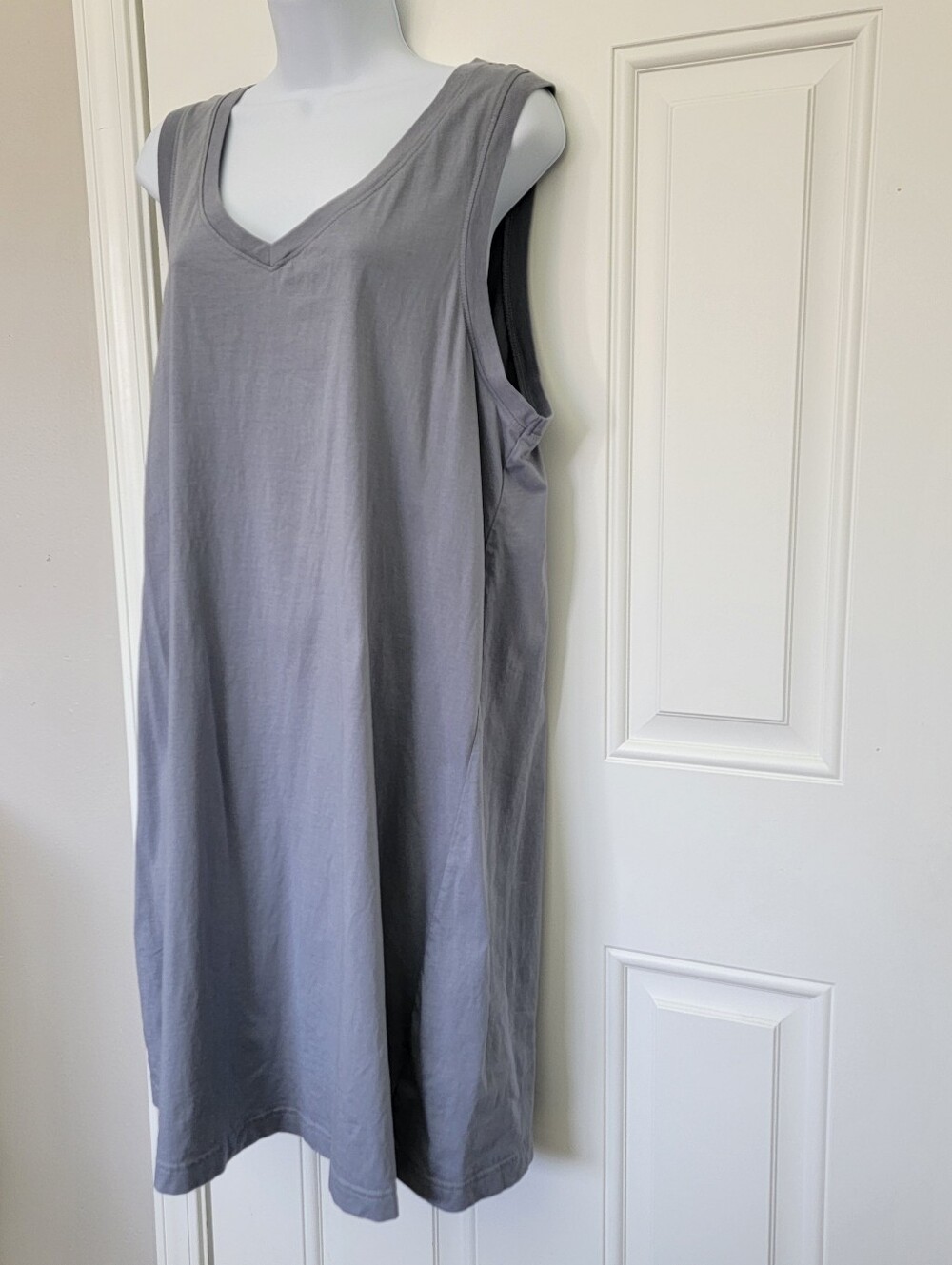 Pact Softspun Tank Dress Organic Cotton Large Gray V Neck Minimalist Comfortable - Picture 5 of 11